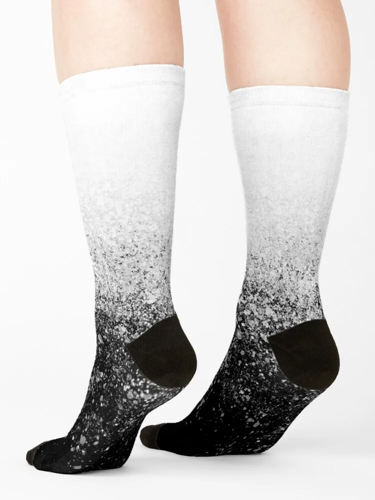 black and white fading paint drops - spray color splash background Socks