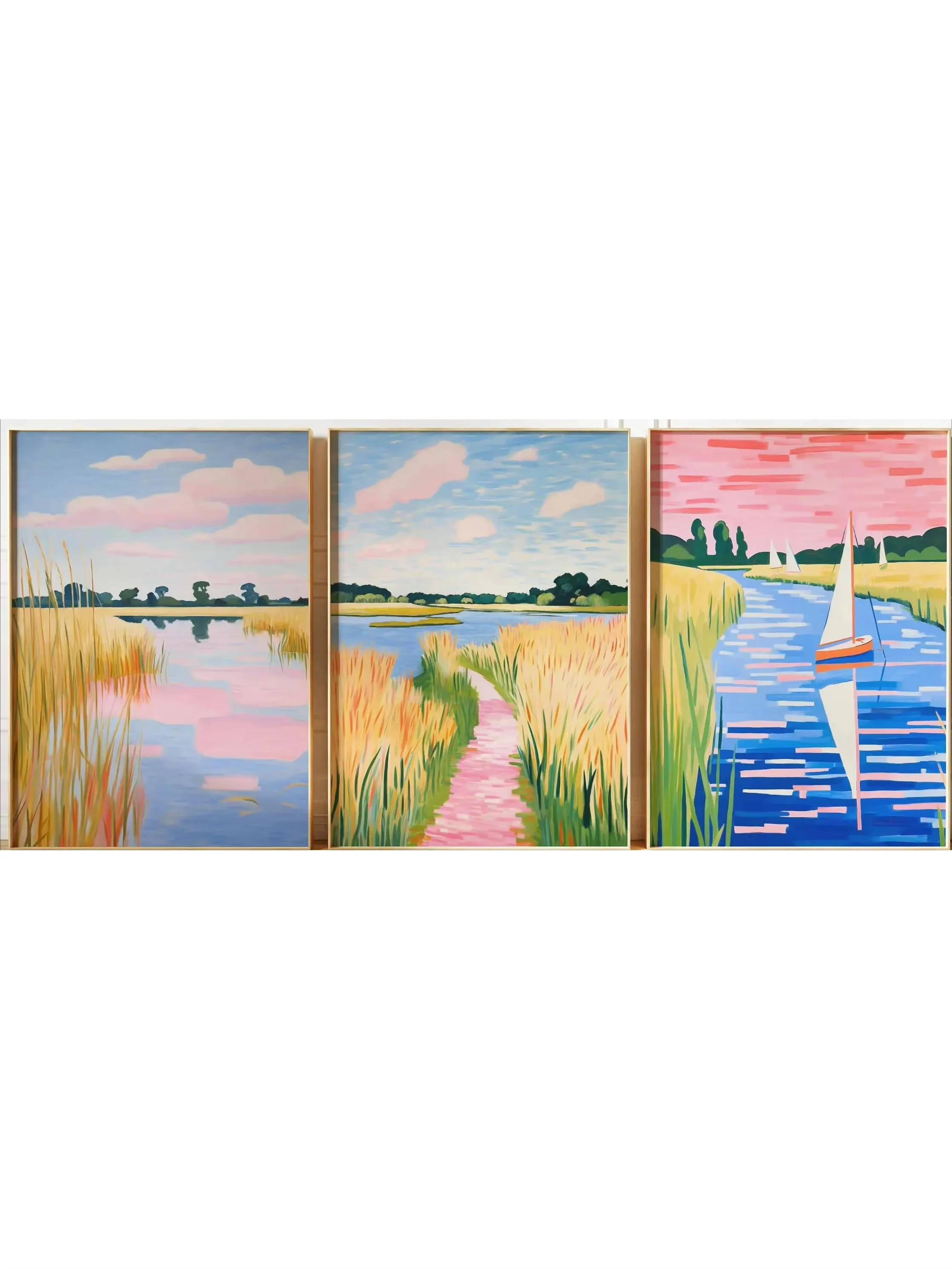 Norfolk Broads National Park Set of 3 Posters Norfolk Travel PrintsTravel Poster Floral Art National Park Poster Floral Decor