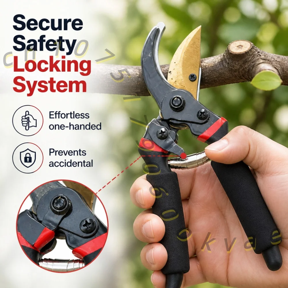 Heavy Duty Garden Pruning Shears 40mm Capacity SK5 Steel Blade Ergonomic Non-Slip Grip for Fruit Tree and Branch Trimming