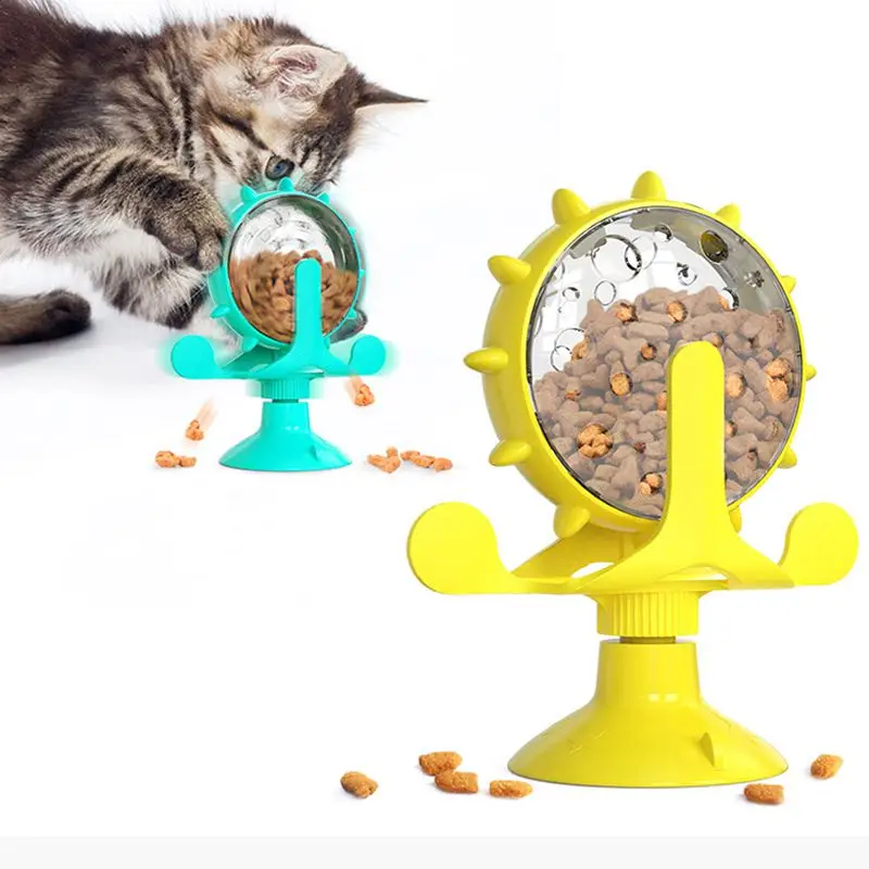 Cat Dog Toy Food Feeder Dispenser Windmill Turntable Leaky Toys Pet Puzzle Interactive Teasing Fun Slow Feeding Supplies