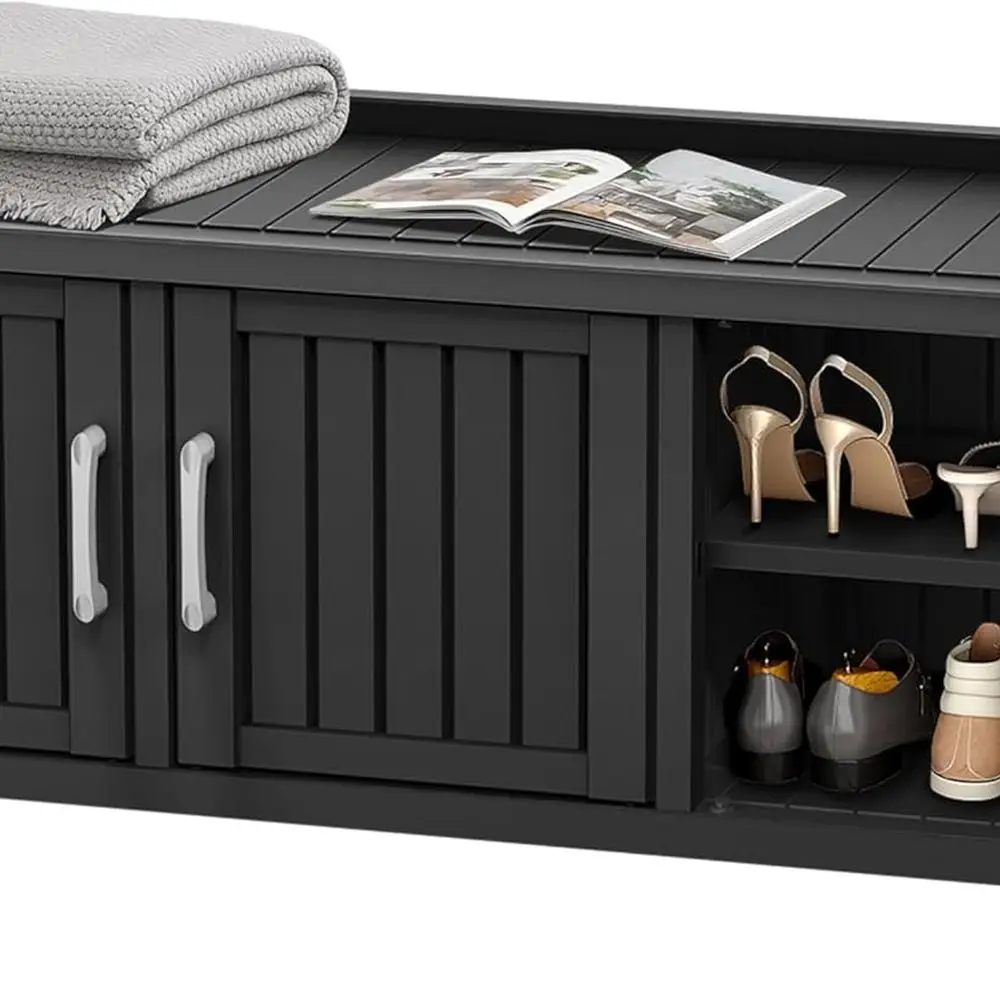 

Waterproof UV-Resistant Shoe Cabinet with Storage Bench, Adjustable Shelves for Indoor and Outdoor Use, Suitable for Entryway, B