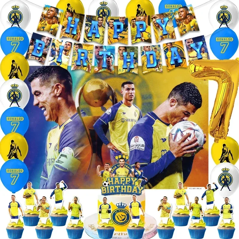 Cr7 Cristiano-Décoration de ixd'Anniversaire de Football, Ballon, Bannière, Arrière-Plan, Décoration de Gâteau, Fournitures de ixPréChristophe