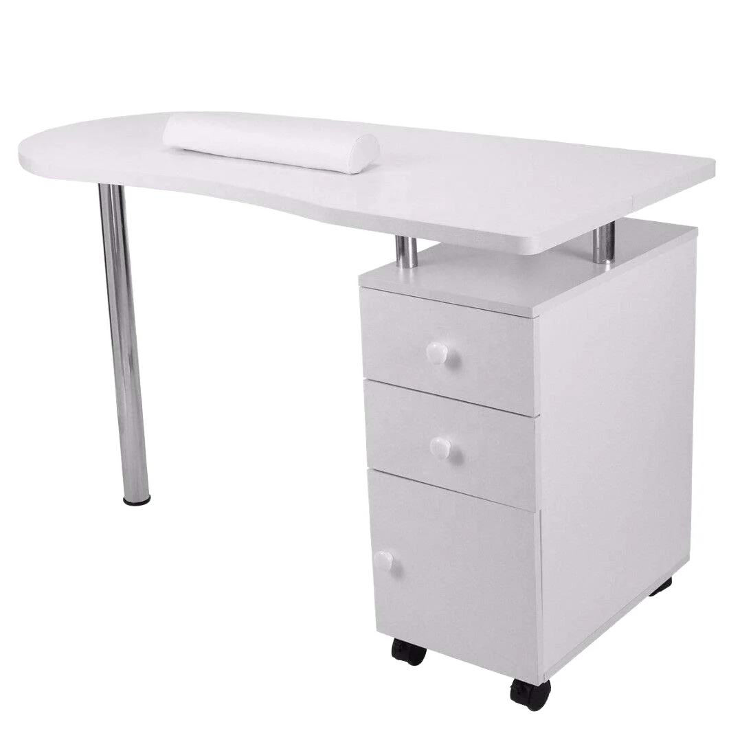 High Quality Modern Metal Wood Top Manicure Nail Art Salon Table Durable Commercial Furniture for Beauty Salons