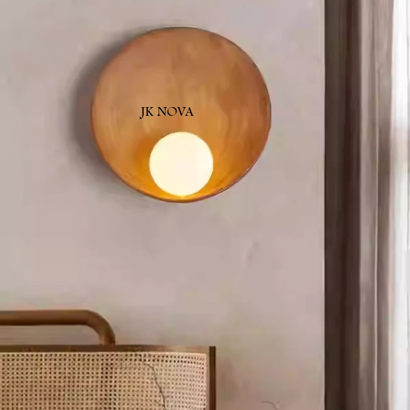 Bedroom Bedside Lamp Nordic Minimalist Internet Famous Homestay Night Light New Chinese Art Circular Cream Style Wall Lamp