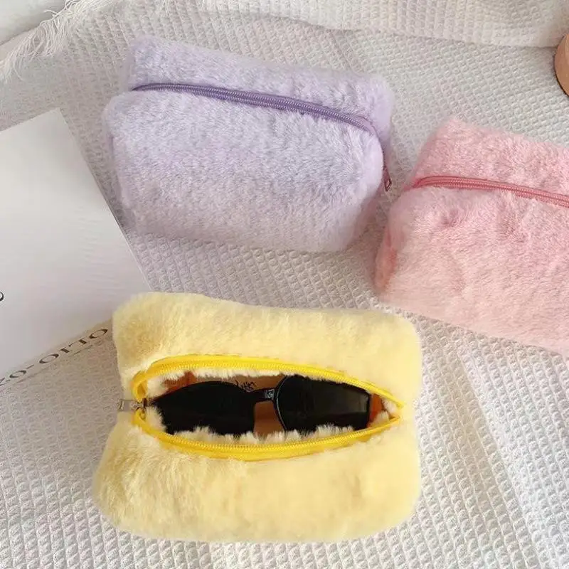 New【Plush Makeup Bags For Women Soft Travel Cosmetic Bag Organizer Case Lady Girls Make Up Case】