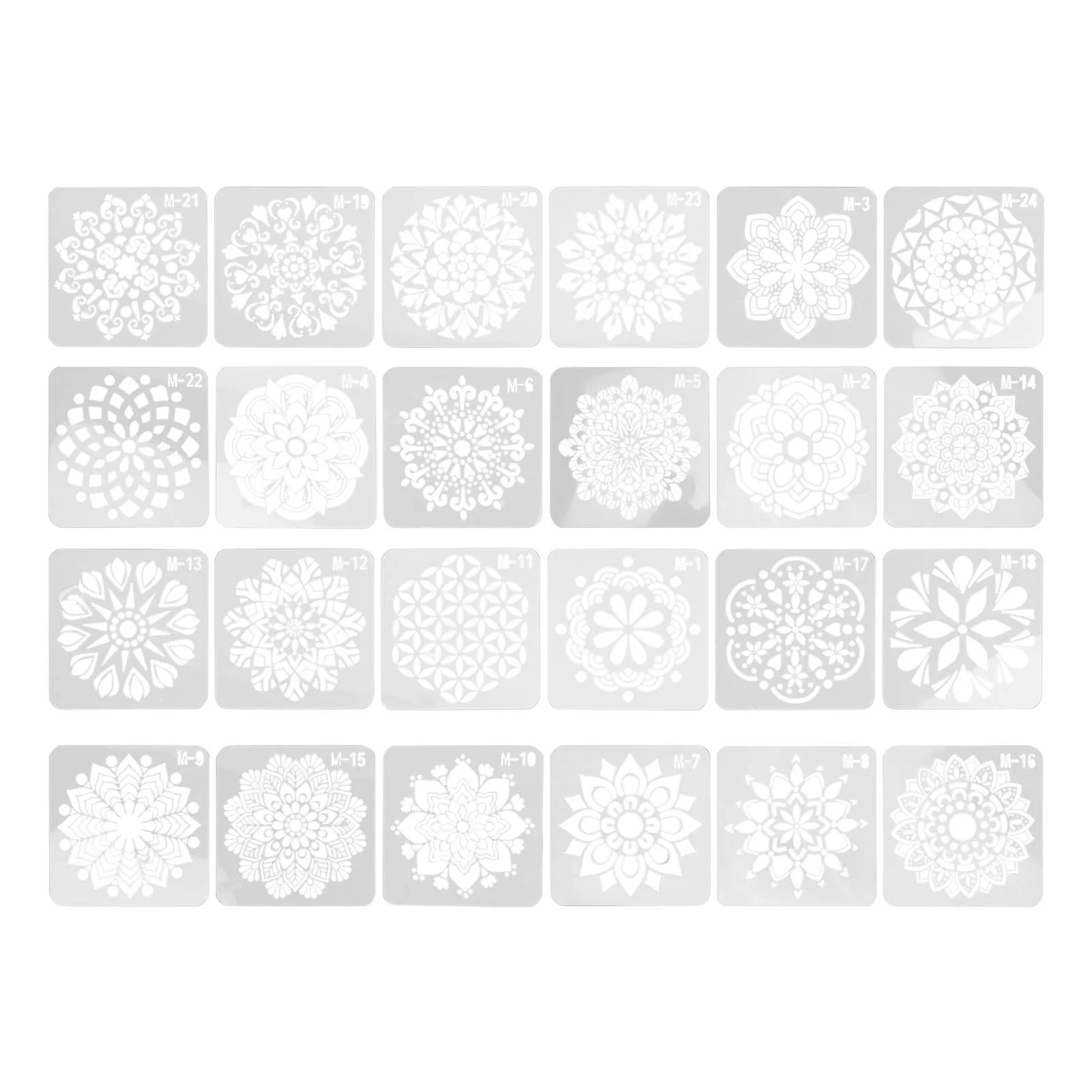 24pcs Mandala Stencil 24 Styles Hollow DIY Painting Template for Furniture Stone Wood