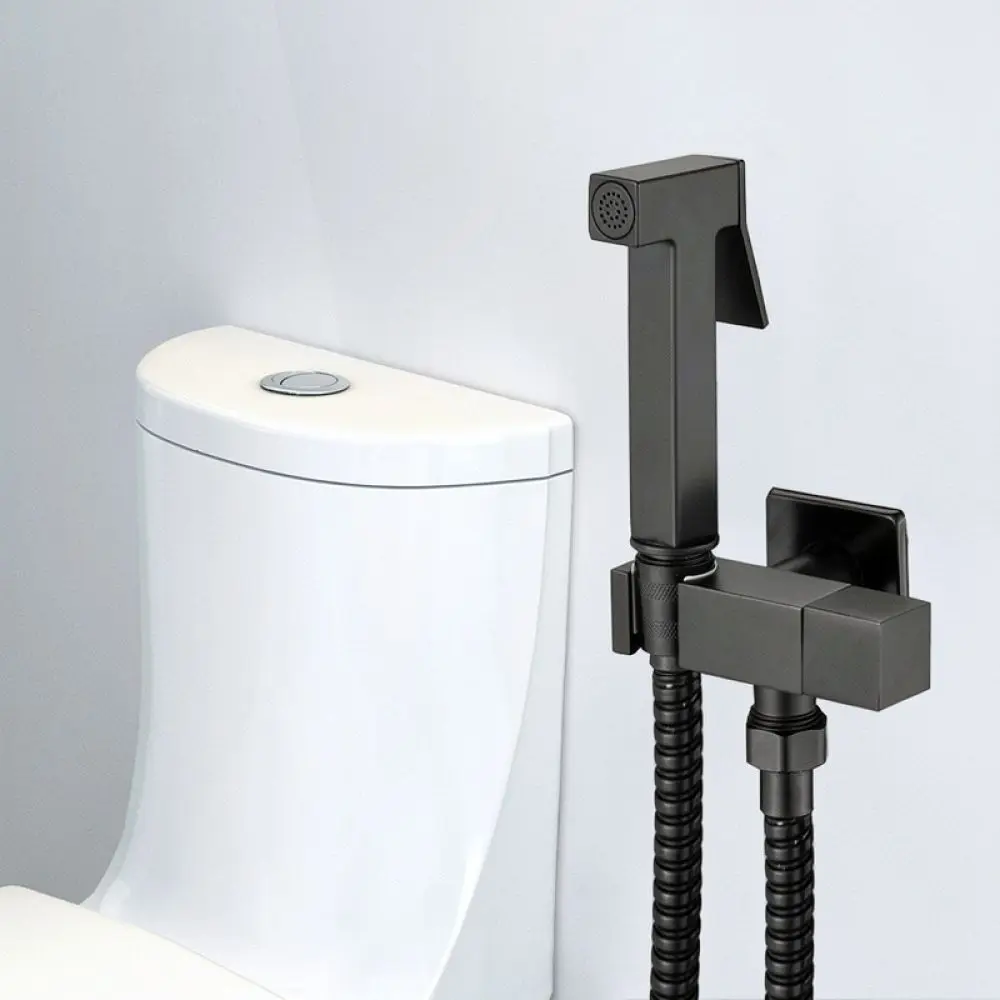 Black Square Bidet Applicator Alloy Toilet Cleaning Sprayer Pressurized Bathroom Handheld Hygiene Faucet Shower Accessory