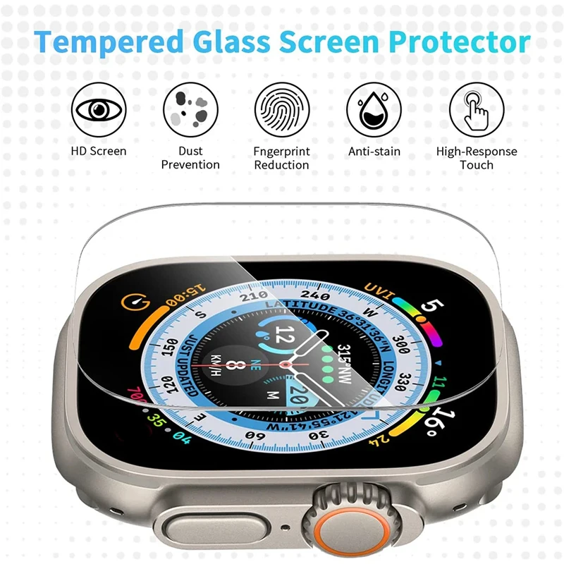 ฟิล์มป้องกันสําหรับ Apple Watch Ultra/2 49 มม.HD แบบเต็มหน้าจอกระจกนิรภัยกันน้ํา Anti-Scratch Protector iWatch Series 49 มม.