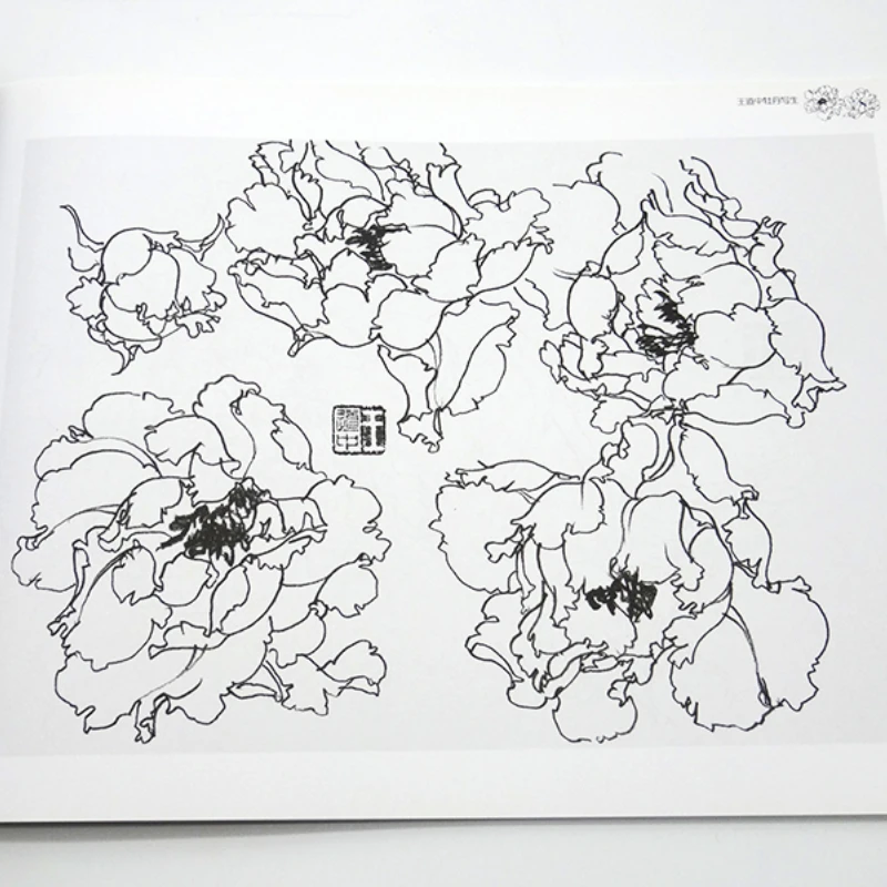 Wang Daozhong Meticulous Painting Tutorial Book Peony Flower Insect Line Drawing Manuscript Picture Album Drawing Technique Book