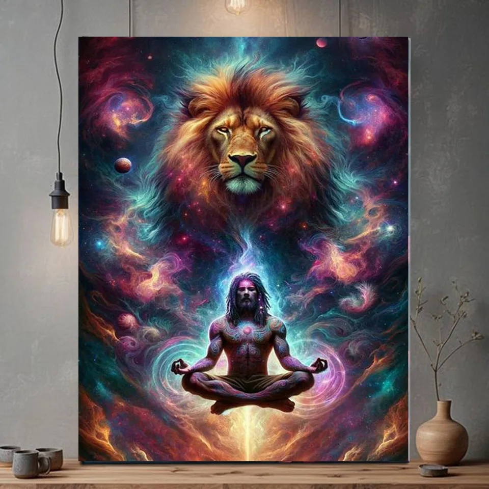 Lion Shamanic Consciousness Portrait Diamond Painting Kits New 2024 Cross Stitch Kits Mosaic Diamond Embroidery For Home Decor