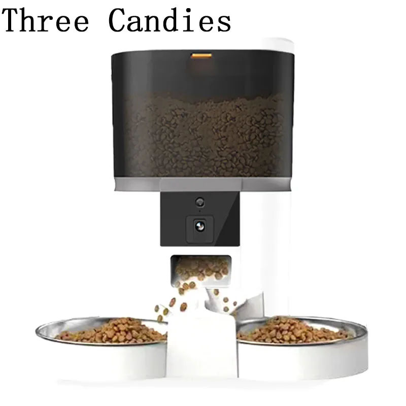 4L Automatic Cat Feeder Smart Pet Feeder For Cats Small Dogs Food Dispenser With Camera Recorder Timing Quantitative Double Bowl