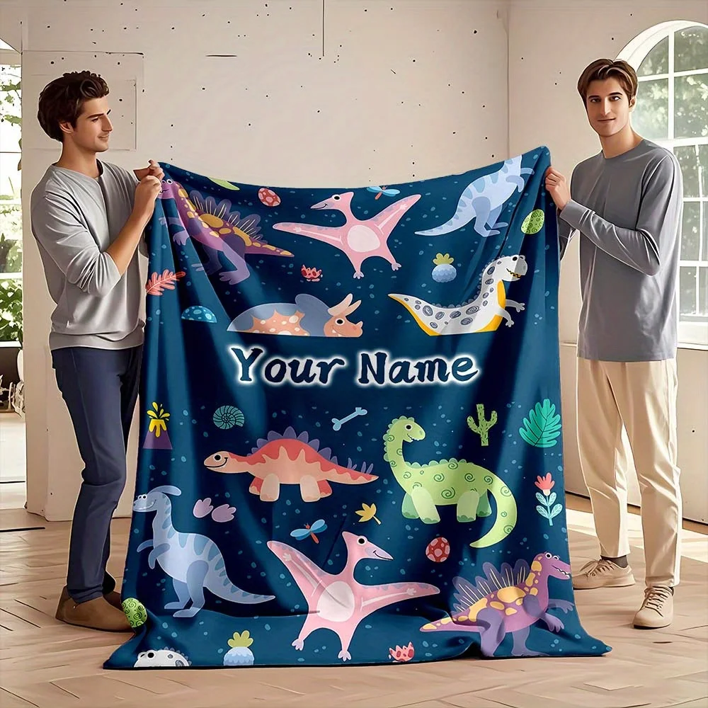 Super Soft Dinosaur Throw Blanket Plush Fleece Decoration for Kids Nursery Room Bedding Gift Unique Jurassic Theme Home Decor