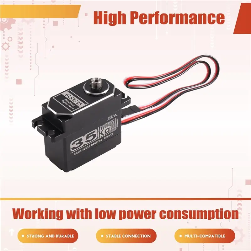 ABUM-IP67 Waterproof Digital Servo 35Kg Torque 270 Degree Metal Gear Iron Core Motor RC Robot Car Boy DIY