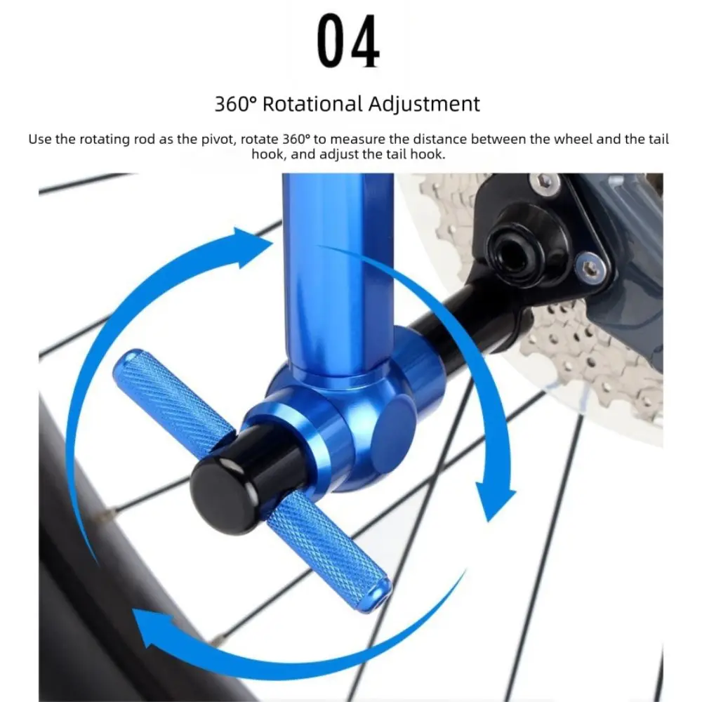 

Portable Aluminum Alloy Bike Hook Aligner Blue Lightweight Bike Tail Hook 360° Rotation Cycling Repair Tools MTB Bike