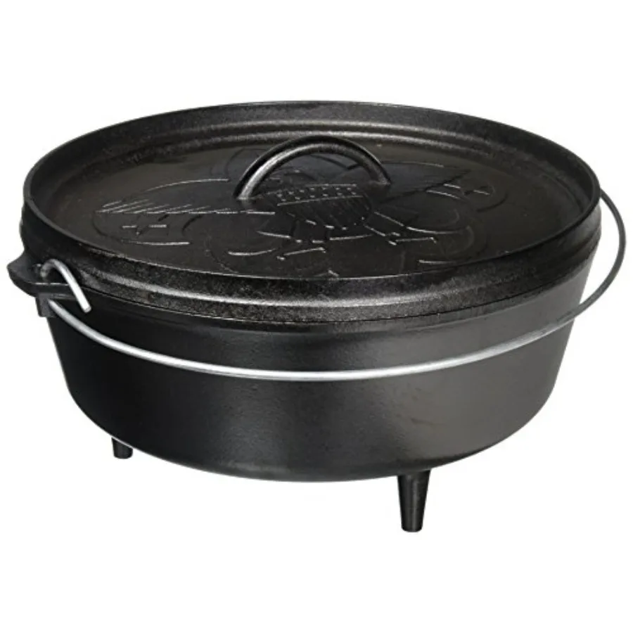 

6Quart PreSeasoned Cast Iron Camp Dutch Oven for Outdoor Cooking and Camping Adventures Ideal for Grilling Baking and Slow Simm