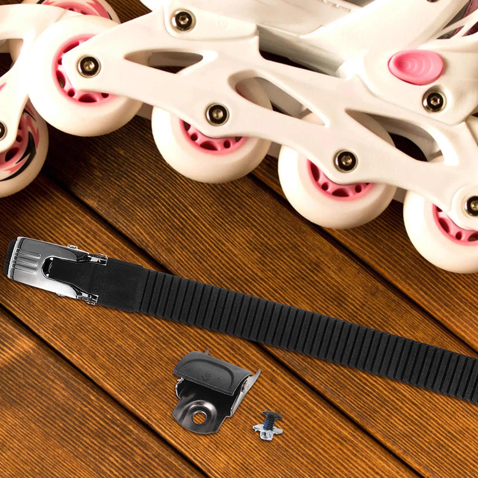 2Sets Replacement Inline Skate Buckle Strap Adjustable Secure Skate Belt for Roller Skates Outdoor Indoor Skating Energy Strap