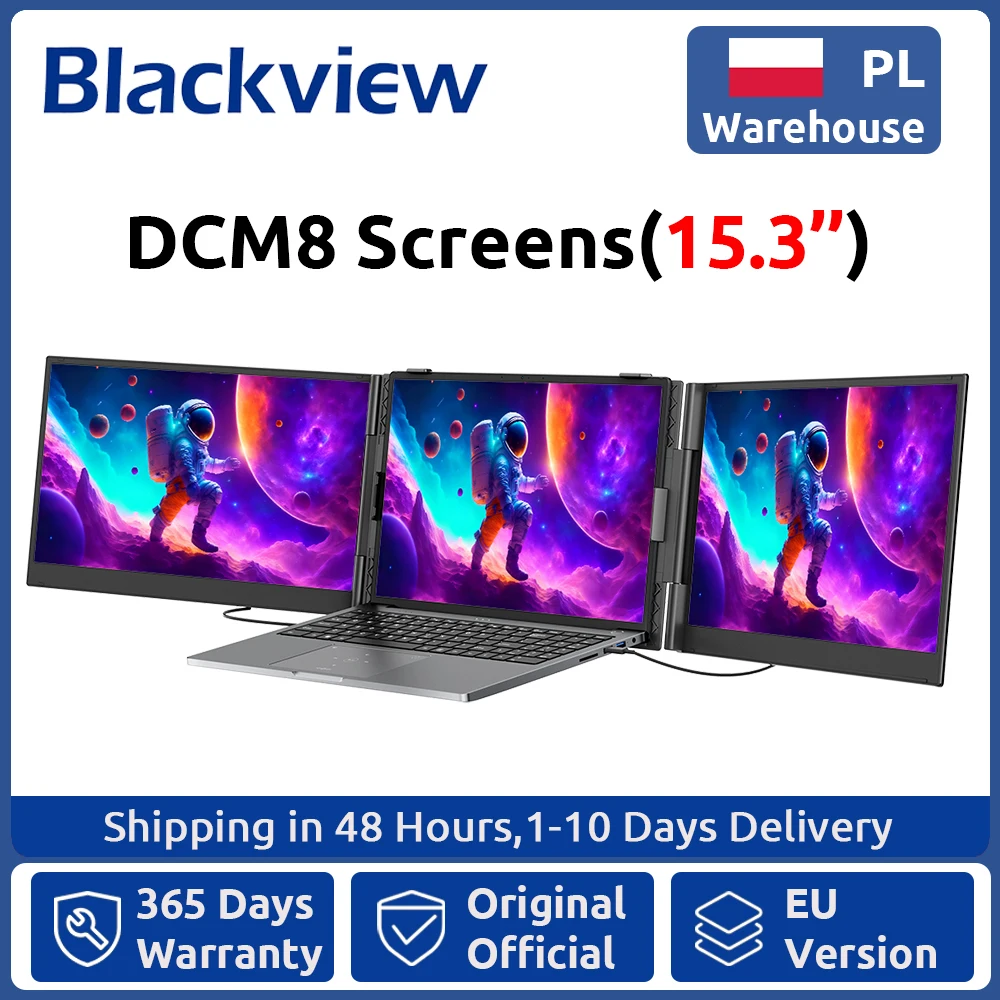 Blackview DCM8 Estensore Schermo Triplo per Laptop, Schermo Esterno Portatile IPS FHD 1080P da 15,3 Pollici, Per Windows/Mac/Chrome OS e Dispositivi Mobili