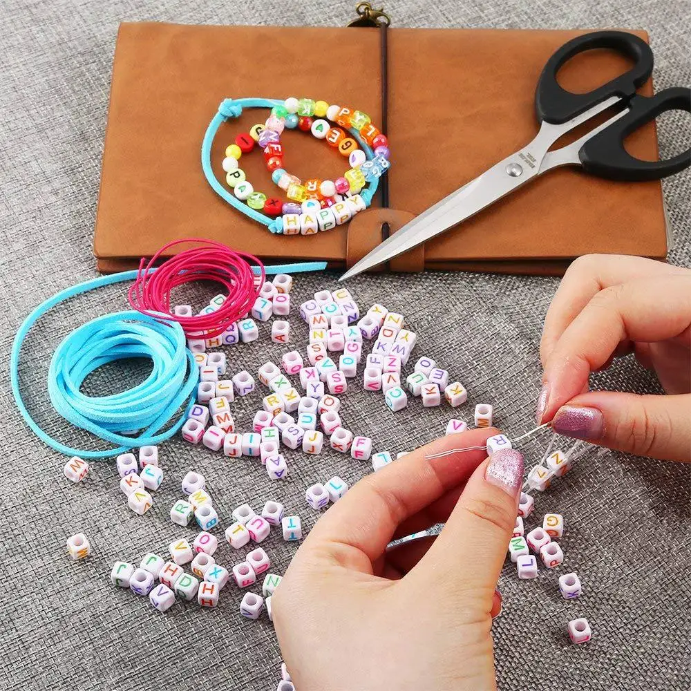 1300PCS Acrylic A-Z English Letter Beads Crystal Line Elastic Line Velvet Lead Children's Gift Birthday Gift Jwelry DIY Tools