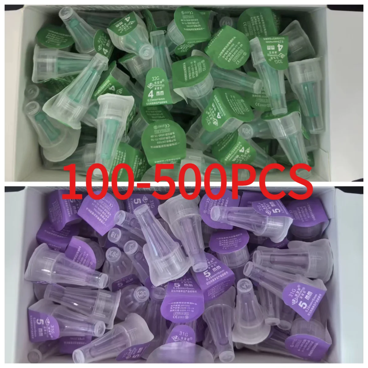 100-500PCS Magic Pen Insulin Cartridges Pen Tip for Lilly Insulin Injection Pen Medical Independent Packaging 4/6/8mm 32G/31G