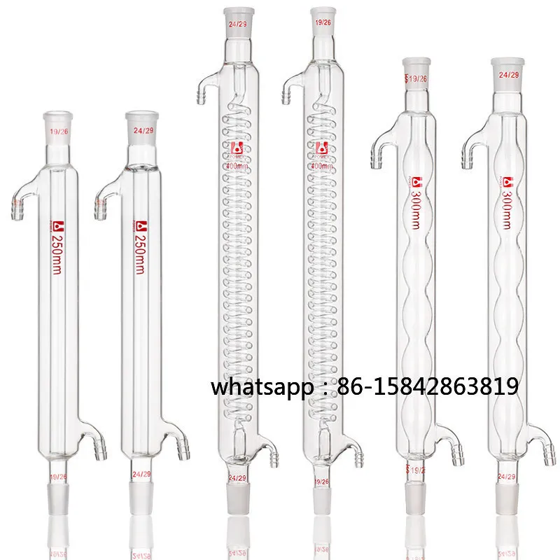 200-1000mm Standard Ground Joint Glass Condenser,Serpentine/Straight/Bulb Type Lab Distillation Condenser Customizable