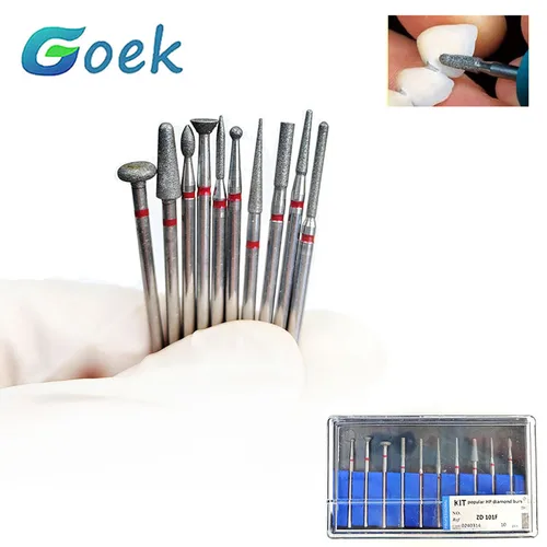 Imagen 1 del producto 10 unids/set Dental Popular HP Kit de fresas de diamante para Zirconia, disilicato de litio, porcelana, pulido, brocas, materiales de odontología