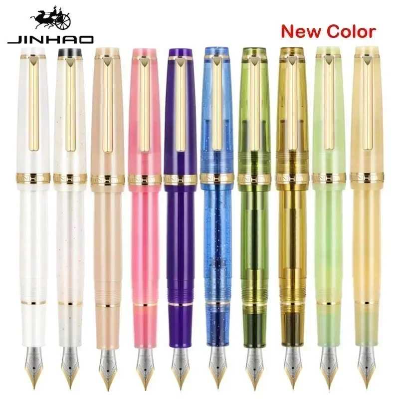 jinhao 82 caneta tinteiro caneta de tinta acrilica rotacao dourada ef f nib elegante material escolar de escritorio de negocios caneta de escrita papelaria 01