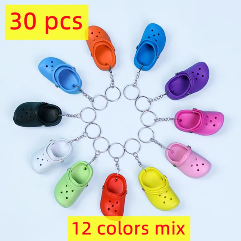 

30pcs Cute 3D Mini EVA Beach Hole Little Shoe Keychain Girl Gift Bag Accessories Decoration Floating KeyChain Charm