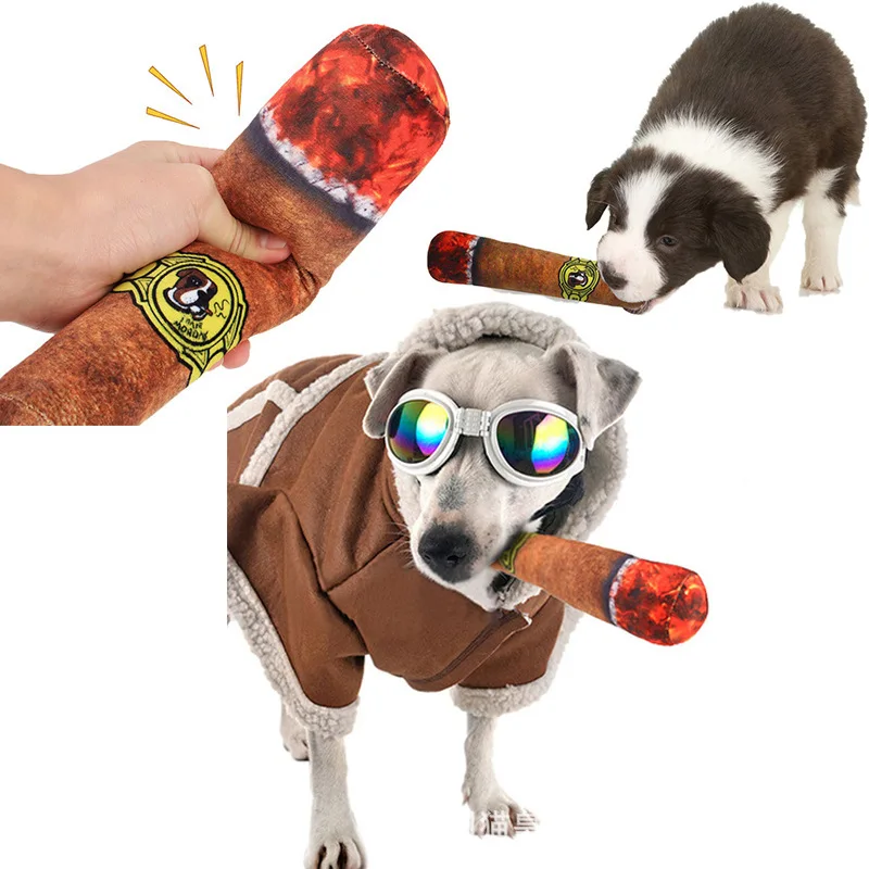 Jouets pour chiens en forme de cigare simulé, jouets interactifs en peluche pour chiens, jouets qui couinent, résistants aux morsures, jouets à mâcher pour chiots, accessoires pour chiens