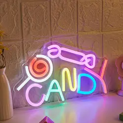Chi-buy LED Neon Candy USB Powered Neon Signs Night Light 3D Wall Art & Game Room Bedroom Living Room Decor Lamp Signs