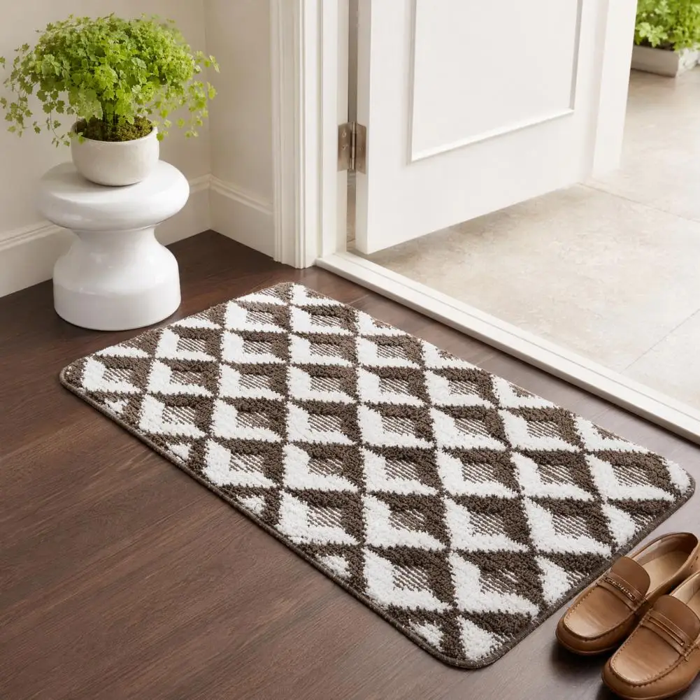 Floor Grip Bathroom Rug Jacquard Bathroom Rug Plush Bath Mat Soft Absorbent Non-slip Floor Mat Quick Dry Washable Door for Home