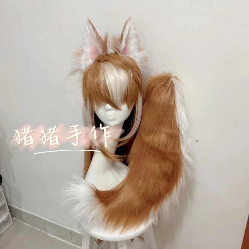 Miss Hina Dog Tail Game Impact Cosplay Gorou White Brown Long Tail Headband Ear Hairpin Ears Halloween Stage Performance Prop