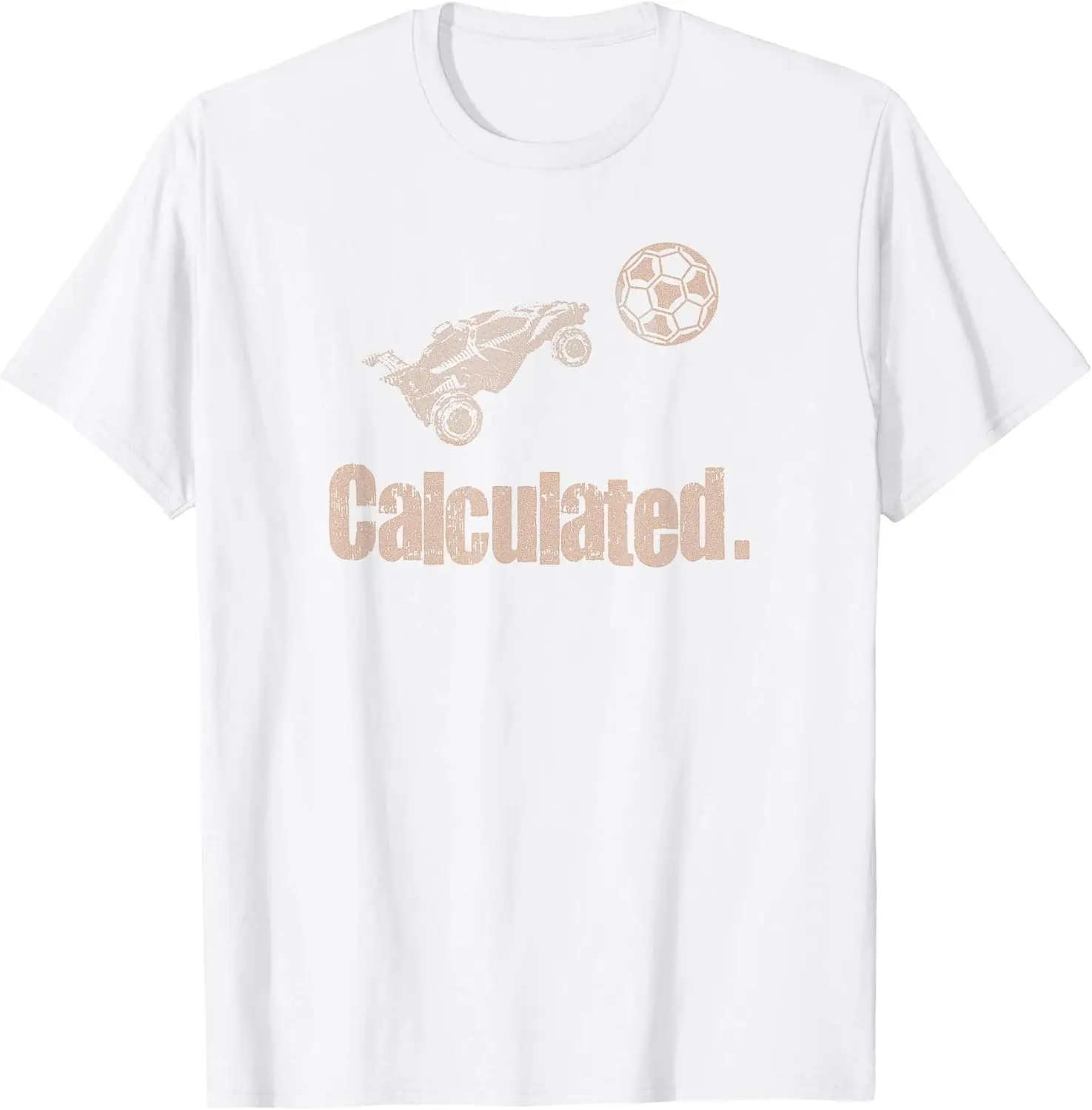 Calculated Vintage Retro Rocket Soccer RC Car T-Shirt Men Casual Graphic Print T‑Shirt Crew Neck Short Sleeve Vintage Street Style Soft Fabric Daily Wear Tops Holiday Festive, Party Wear, Theme Print Tee