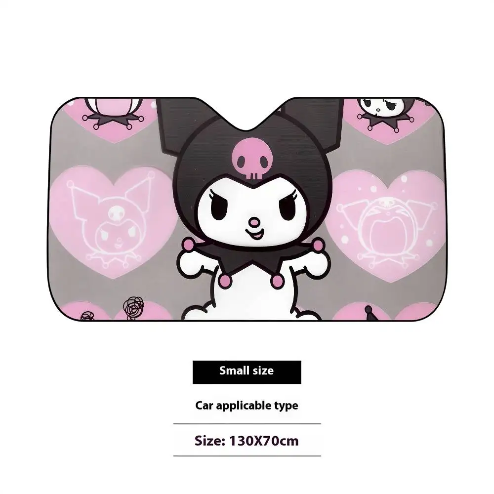 Kawaii K-Kuromi سيارة ظلة سيارة ظلة الزجاج الأمامي غطاء الظل سيارة ظلة الأشعة فوق البنفسجية سيارة الشمس قناع حامي #6