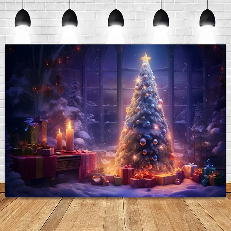210X150cm Background Cloth Winter Christmas Tree Children's Multifunctional Photography Background Cloth