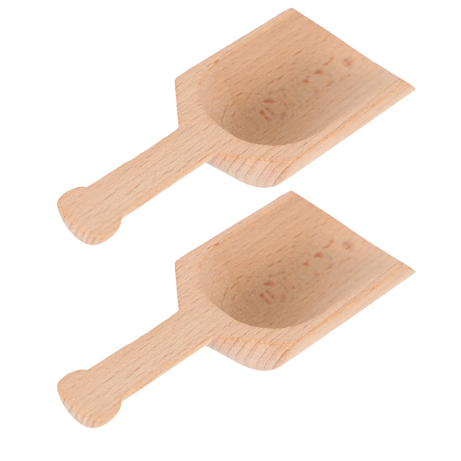 2Pcs Natural Wood Scoops Eco Friendly Food Safe Wooden Spoons for Tea Coffee Beans Salt Sugar Bath Powder Milk Powder Household