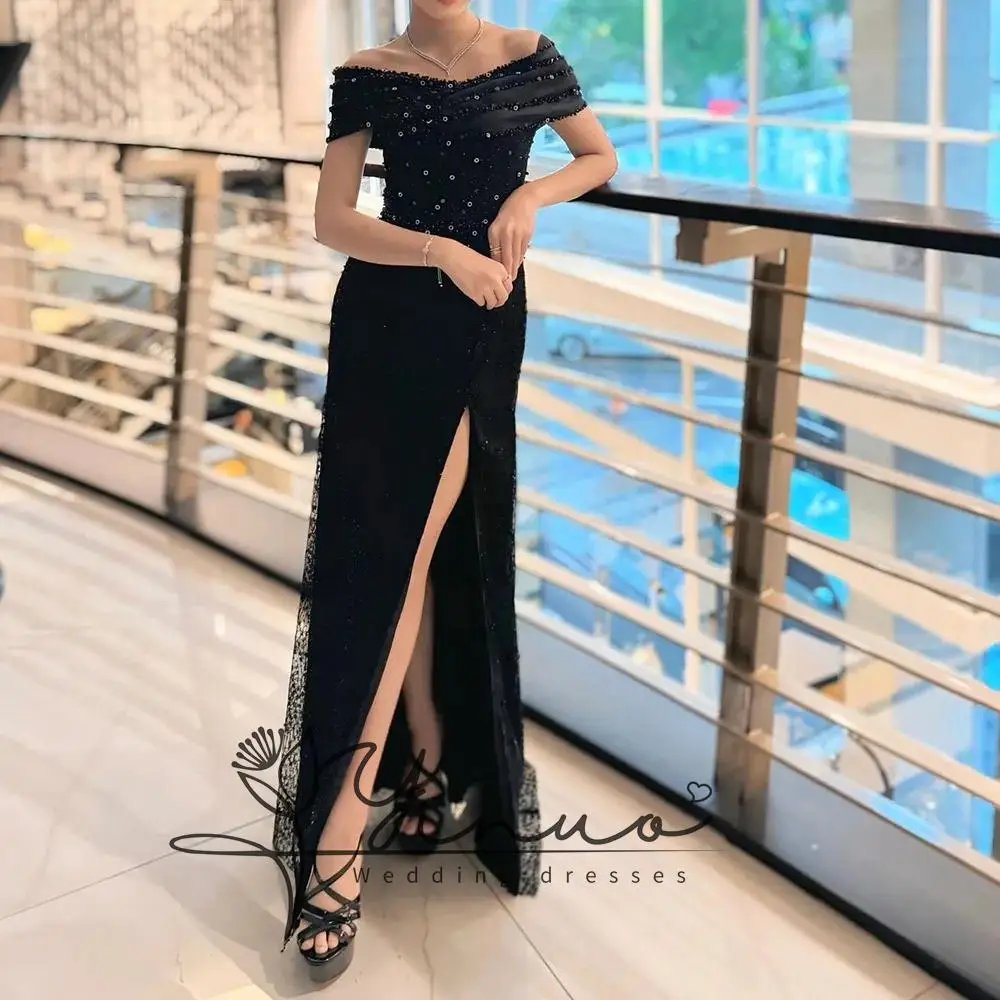 

Индивидуальные платья для выпускного вечера трапециевидной формы длиной до пола, вечернее платье без рукавов с открытыми плечами, модное вечернее платье с блестками и бисером