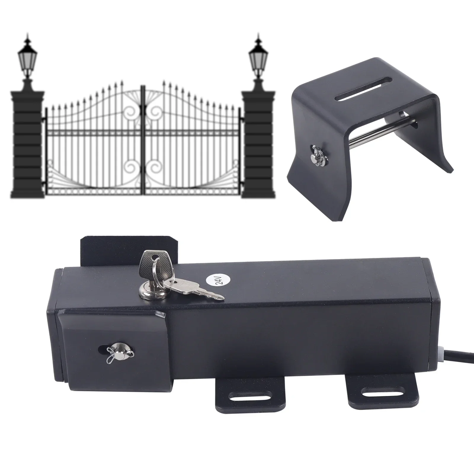 Automatic Gate Opener Durable Q235 Steel IP44 Waterproof Dual Unlocking Methods DC 24V Electric Gate Lock Security Gate Lock