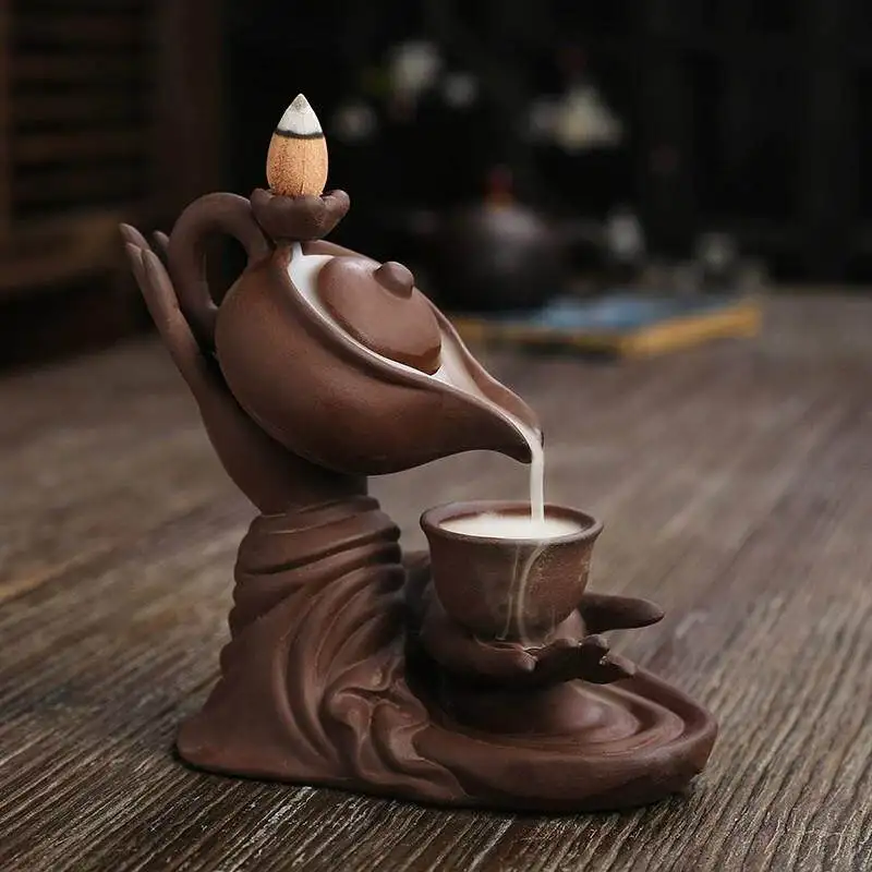 Backflow Design Zen Incense Burner Buddhism Vertical Incense Burner Sandal Living Room Luxury Candle Warmer Home Decoration