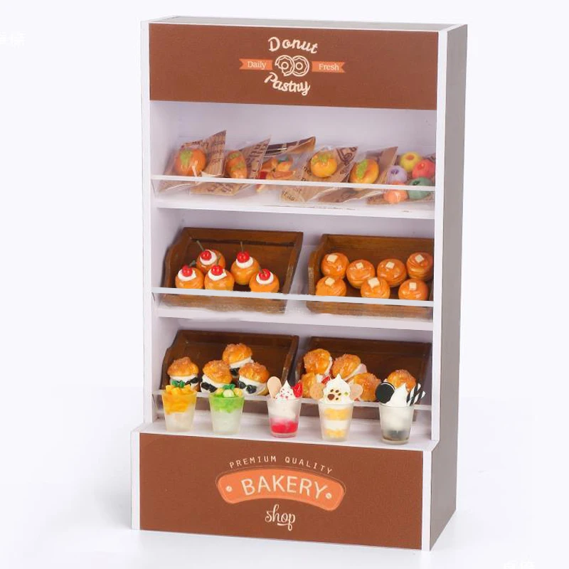 1:12 Mini Cake Cabinet Dessert Shelves Miniature Food Play Toys Model Play House Hand DIY Small Ornaments