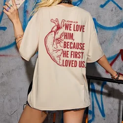 Women Oversized Back Print Christian Streetwear Tops Jesus Faith Tee Shirt Bible Verse T Shirt Unisex Religious Clothes Gift