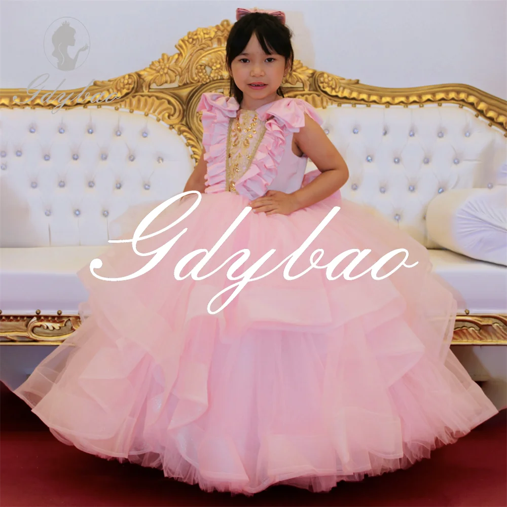 

Pleat Applique A Line Formal Elegant Flower Girl Dress Floor Length Classic Floor Length First Communion Dress New Customized