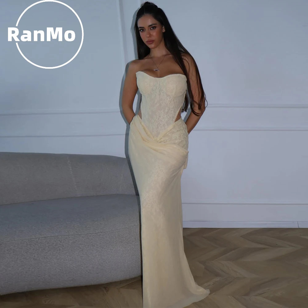 

Ranmo Ligh Yellow Prom Dress Sweetheart Mermaid Lace Appliques 2026 Wedding Guest Dresses Women Formal Evening Gowns Customized