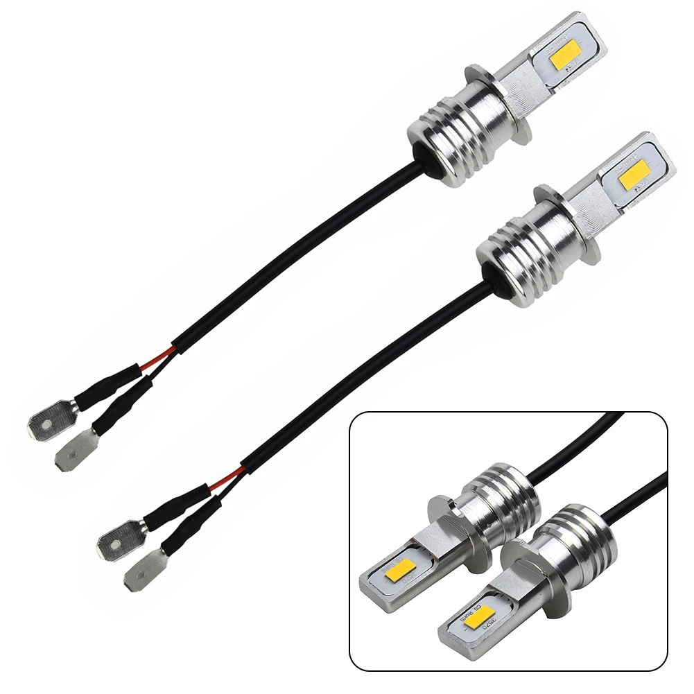 Super Bright H3 CSP LED Fog Light Bulbs Conversion Kit 80W 2000LM 3000K Yellow Shockproof Anti-Corrosion Silver Shell