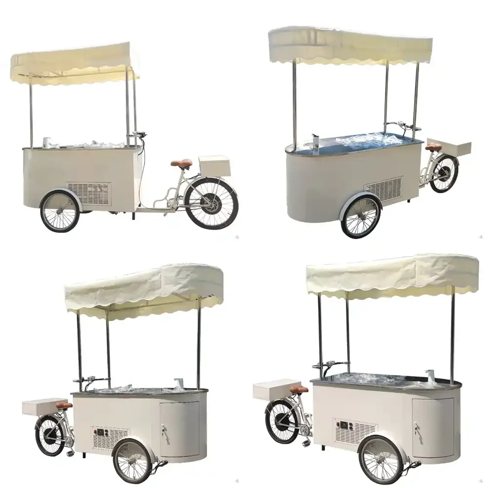 Modern Minimalism Party Promotional Commercial White Iron Ice Cream Candy Flower Cart