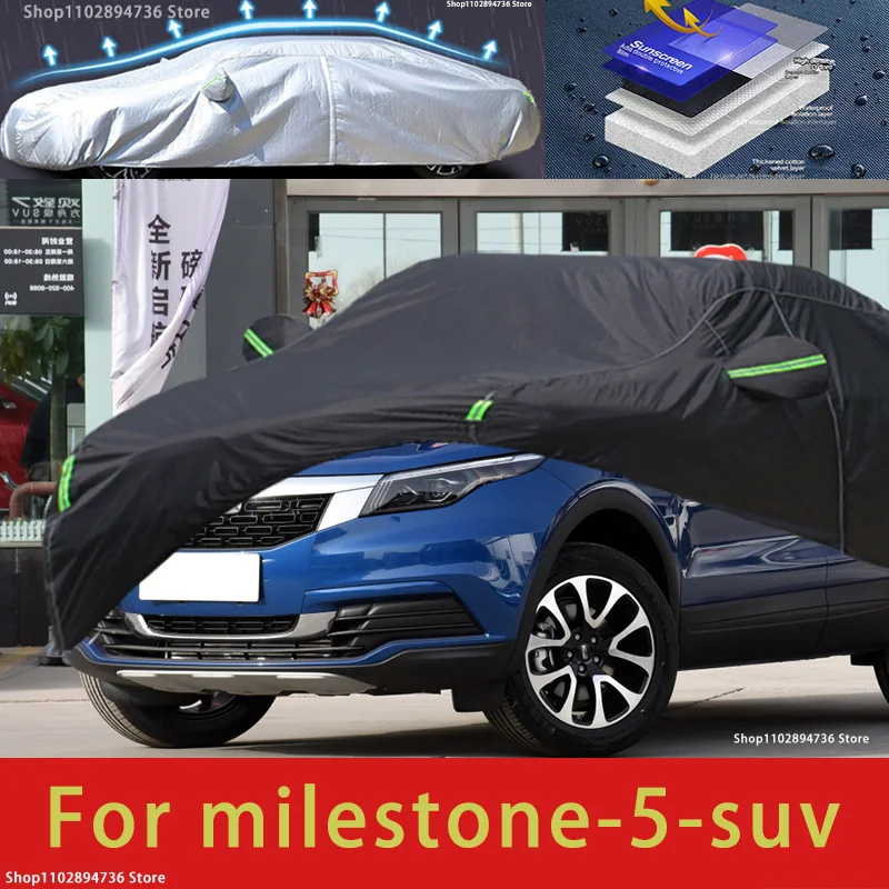 

For Milestone5 Fit Outdoor Protection Car Covers Snow Cover Sunshade Waterproof Dustproof Exterior black car cover