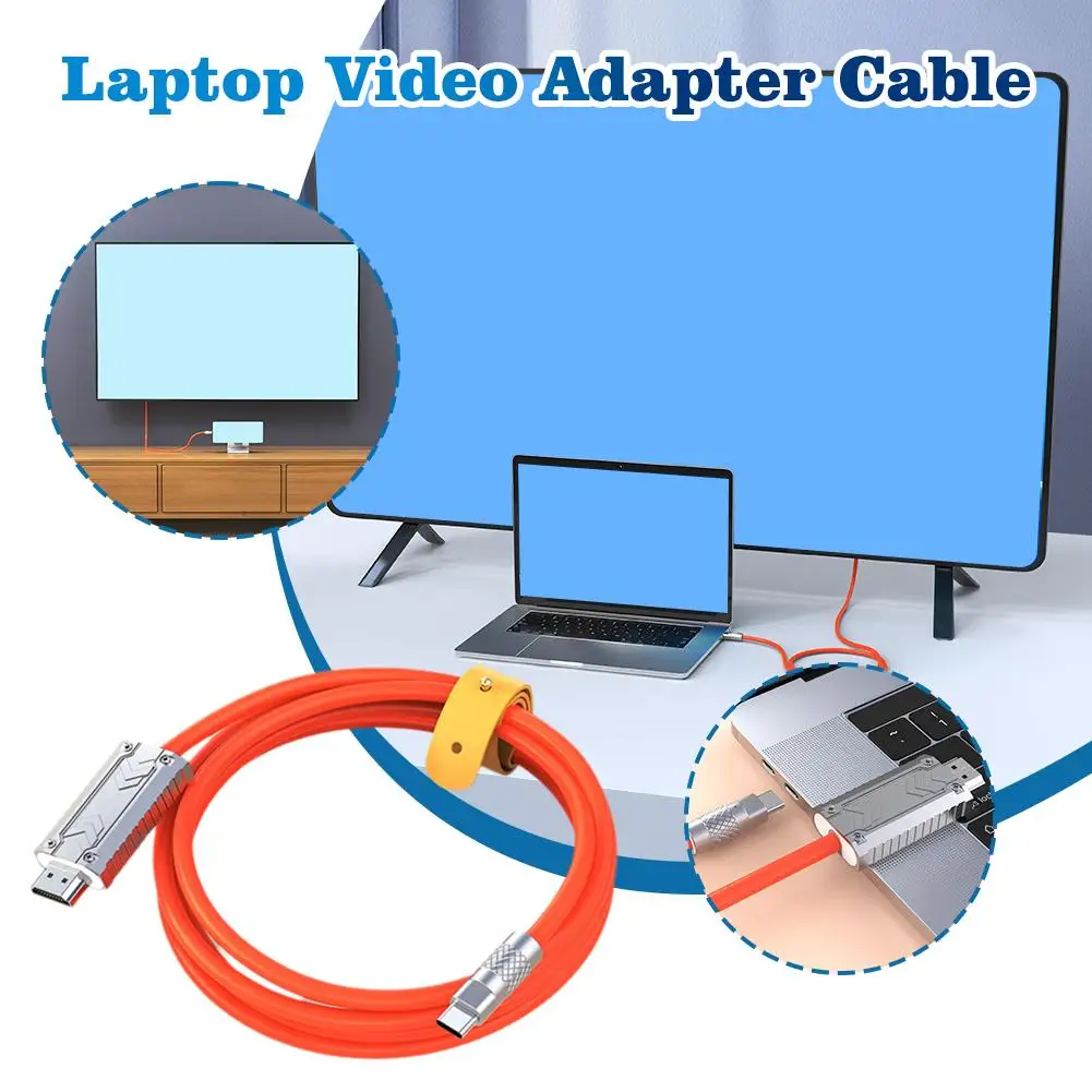 

1.8m 4k@60/30Hz Laptop Video Adapter Cable Zinc Alloy USB Multiple Cable Silicone Extra Data Long Cable Liquid M4H2