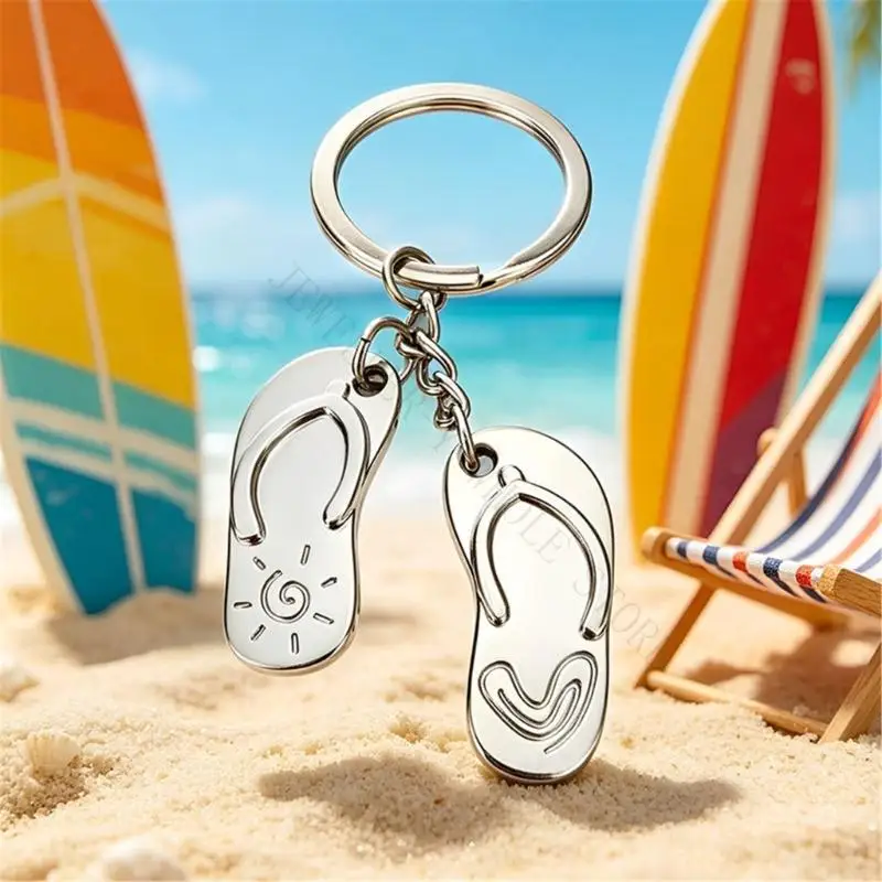 R7UF Trendy Beach Themed Chain Miniature Sandal Design For Keys Or Purse