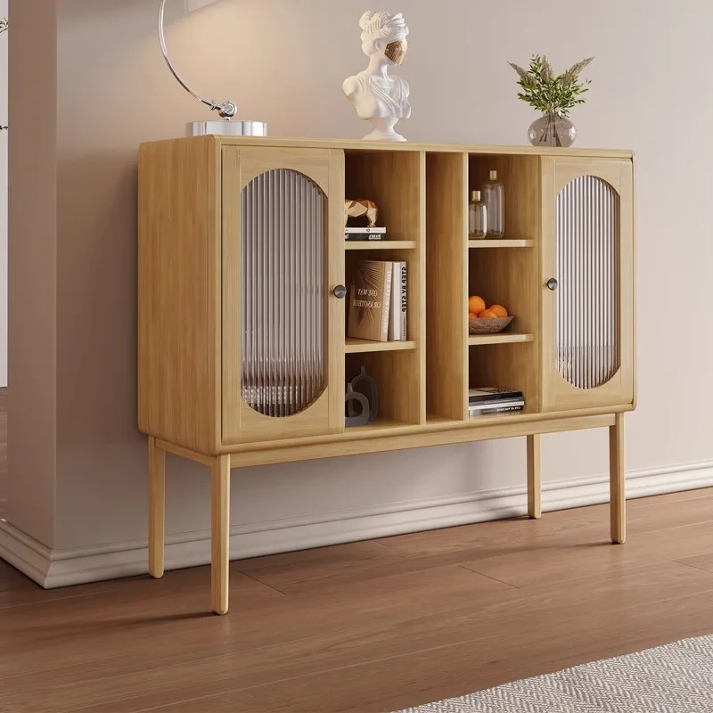 

Wine cabinet, entrance cabinet integrated solid wood home retro Nordic living room against the wall with glass door storage