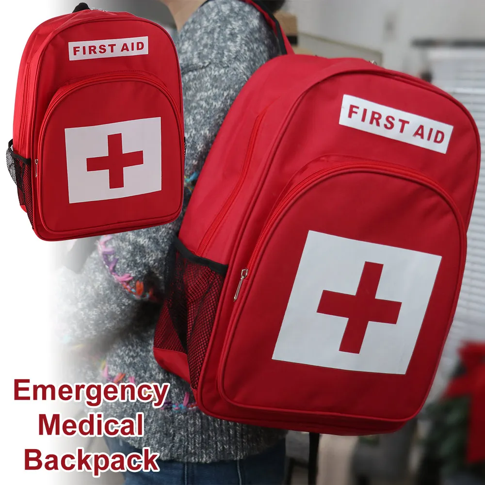 Empty Emergency Medicine Backpack Large Capacity Red Outdoor Rescue Bags Anti-Scratch Multi-Pocket First Responder Trauma Bags