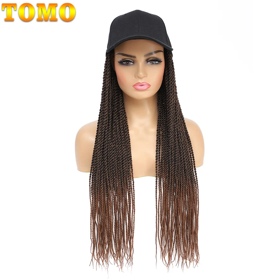 TOMO Baseball Cap Hat Wig Hair with Synthetic Crochet Braids for Women Long 24\